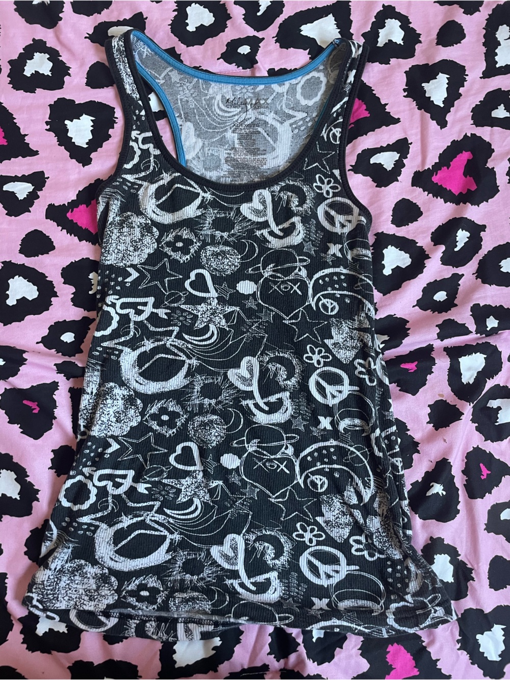 BCBGMaxAzria Black and White Graphic Tank Top